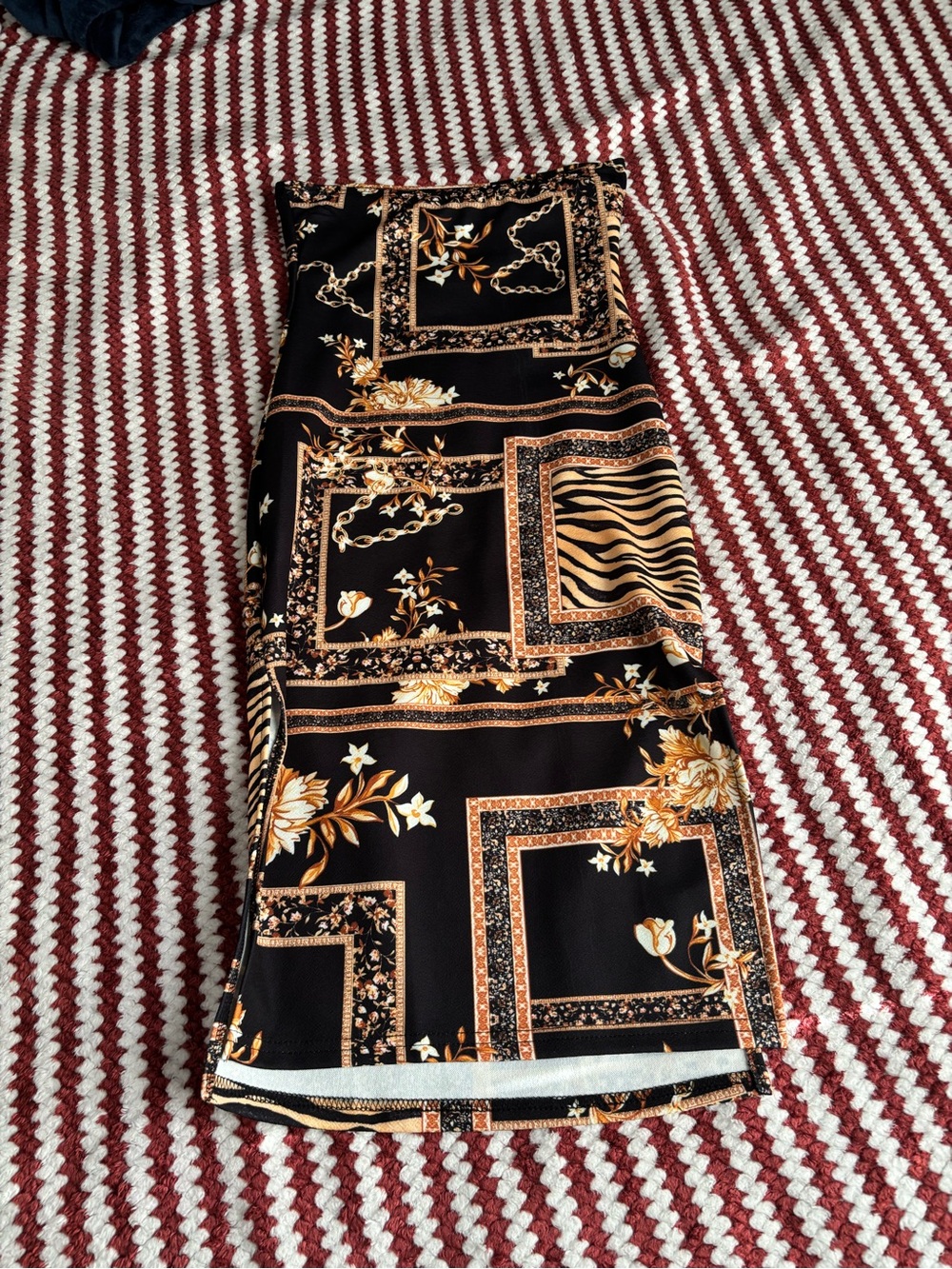 SHEIN Black and Gold Strapless Bodycon Dress